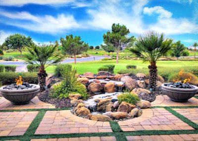 Golf Course Pondless Waterfall and Fire Features