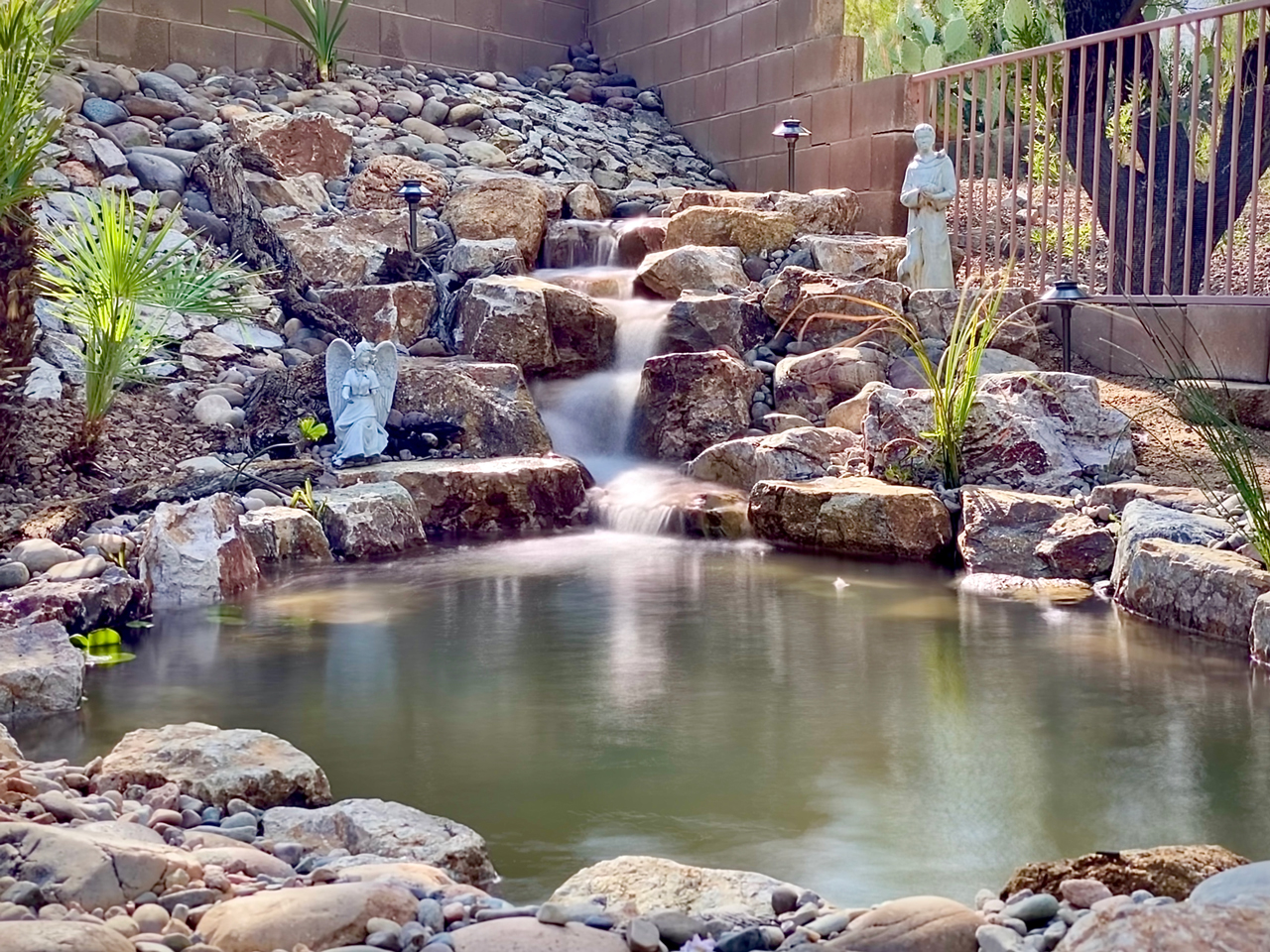 Pond with waterfall in Oro Valley